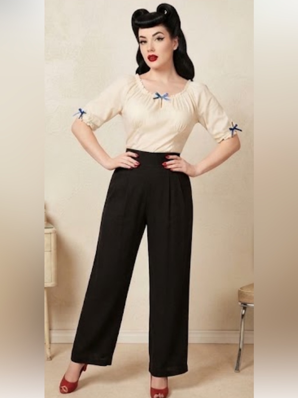 Laura Byrnes California Black Pleated Trousers, XL, EUC